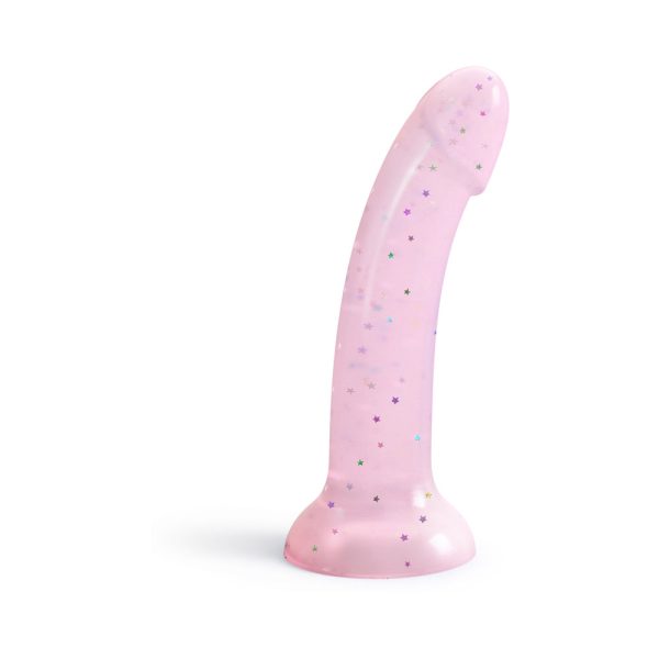 Love to Love Dildolls Starlight 6 in. Silicone Dildo with Multicolor Star Glitter Pink - Image 2