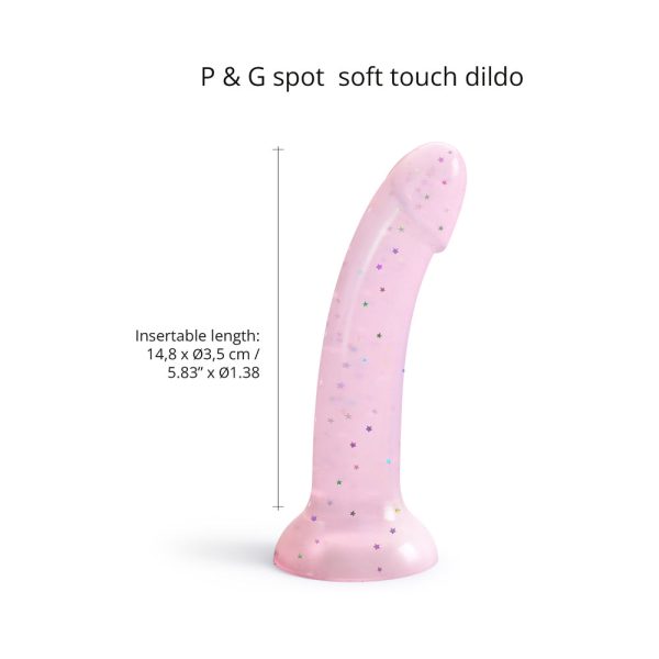 Love to Love Dildolls Starlight 6 in. Silicone Dildo with Multicolor Star Glitter Pink - Image 3