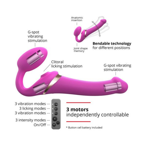 Strap-On-Me Multi Orgasm Bendable Strapless Strap-On Fuchsia Large - Image 4