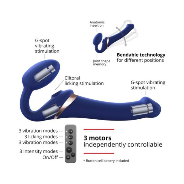 Strap-On-Me Rechargeable Remote-Controlled Multi Orgasm Bendable Strapless Strap-On Night Blue Small - Image 7