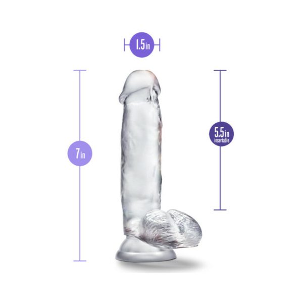 B Yours Diamond Gleam 7 in. Dildo with Balls Clear - Image 5