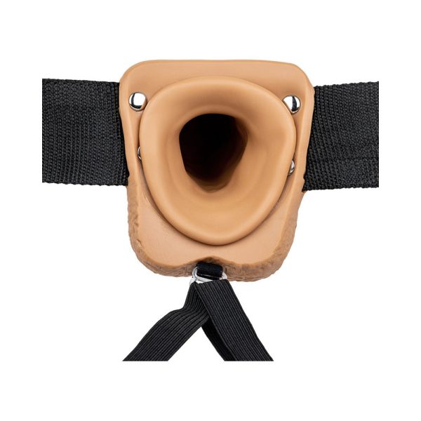 RealRock Realistic 7 in. Hollow Strap-On With Balls Tan - Image 5