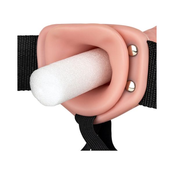 RealRock Realistic 8 in. Hollow Strap-On Beige - Image 6