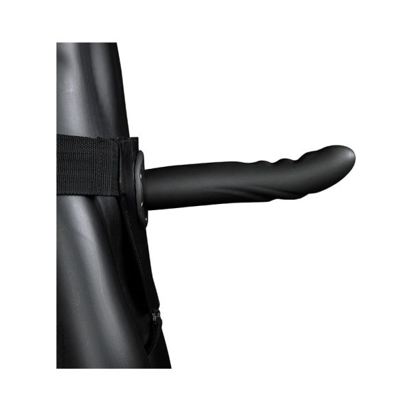 Ouch! Textured Curved 8 in. Hollow Strap-On Black - Image 2