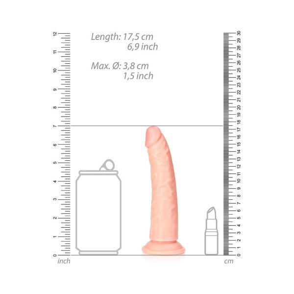 RealRock Realistic 6 in. Slim Dildo With Suction Cup Beige - Image 6