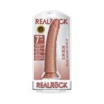 RealRock Realistic 7 in. Slim Dildo With Suction Cup Tan