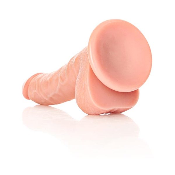 RealRock Realistic 7 in. Curved Dildo With Balls and Suction Cup Beige - Image 5