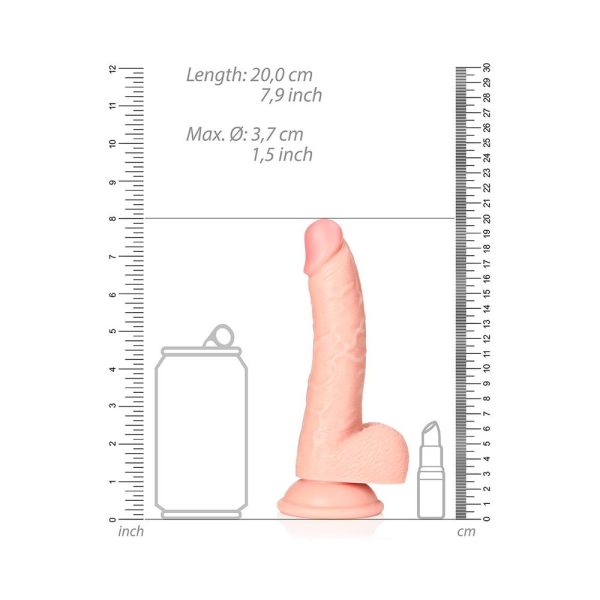 RealRock Realistic 7 in. Curved Dildo With Balls and Suction Cup Beige - Image 6