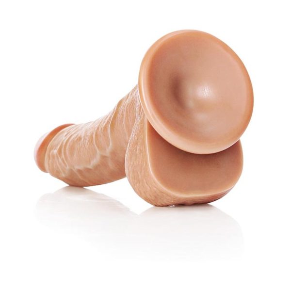 RealRock Realistic 8 in. Curved Dildo With Balls and Suction Cup Tan - Image 5