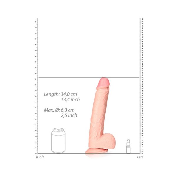 RealRock Realistic 12 in. Straight Dildo With Balls and Suction Cup Beige - Image 6