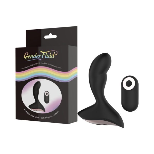 Gender Fluid Rumble Rechargeable Remote-Controlled Silicone Anal Vibrator Black - Image 10