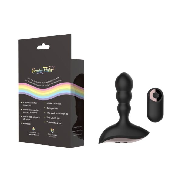 Gender Fluid Shake Rechargeable Remote-Controlled Silicone Anal Vibrator Black - Image 9