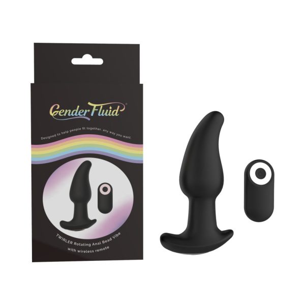 Gender Fluid Twirler Anal Vibe With Remote Silicone Black - Image 6