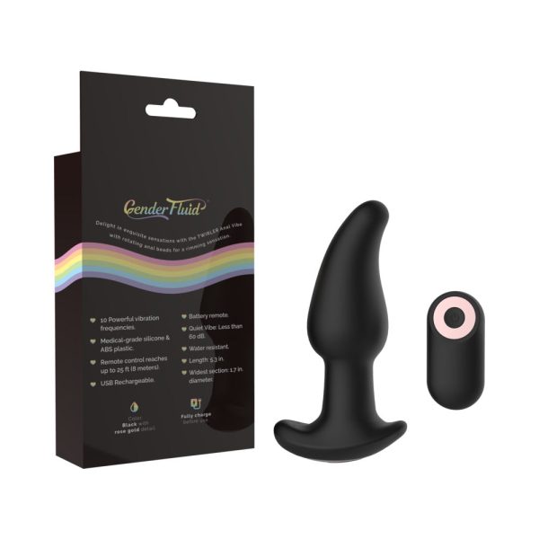 Gender Fluid Twirler Anal Vibe With Remote Silicone Black - Image 7