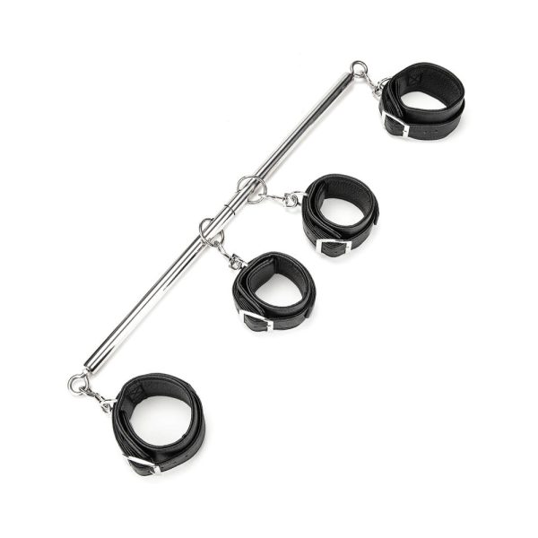 Lux Fetish 4 Cuff Expandable Spreader Bar Set with Detachable Wrist & Ankle Cuffs - Image 2