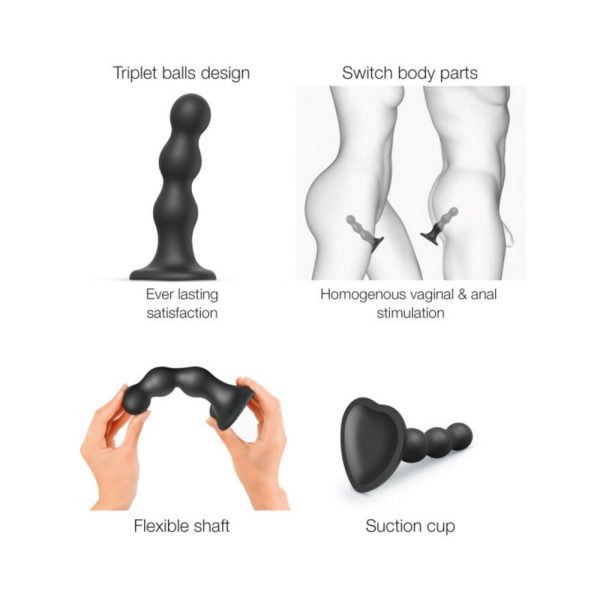 Strap-On-Me Hybrid Collection Silicone Dildo Plug Balls Black X-Large - Image 4