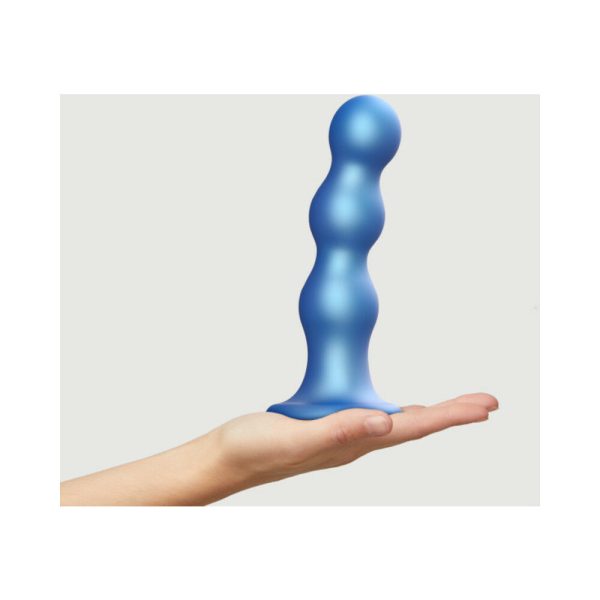Strap-On-Me Hybrid Collection Silicone Dildo Plug Balls Metallic Blue X-Large - Image 2