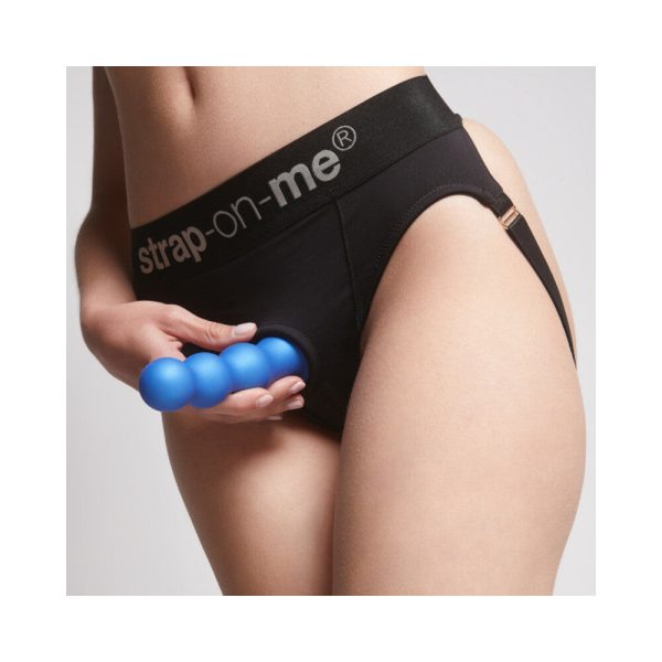 Strap-On-Me Hybrid Collection Silicone Dildo Plug Balls Metallic Blue X-Large - Image 3