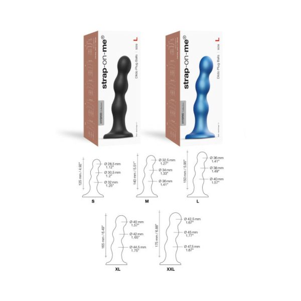 Strap-On-Me Hybrid Collection Silicone Dildo Plug Balls Metallic Blue X-Large - Image 5