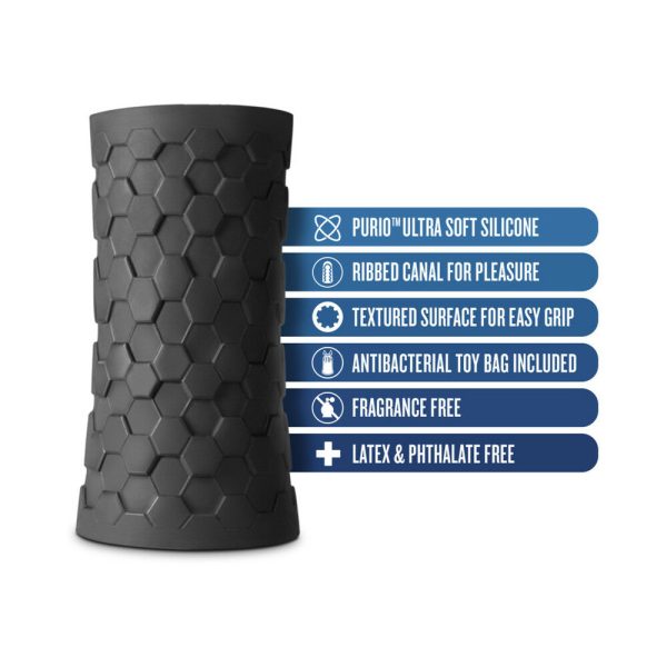 M Elite Platinum Hekx Silicone Stroker Black - Image 4
