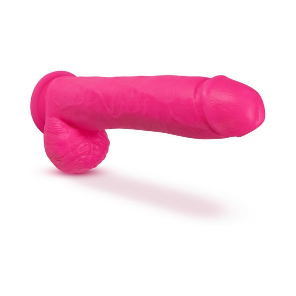 Neo 10 in. Dual Density Dildo with Balls Neon Pink - Image 4