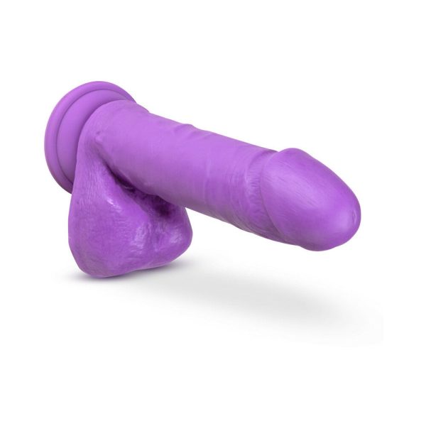Neo 8 in. Dual Density Dildo with Balls Neon Purple - Image 4