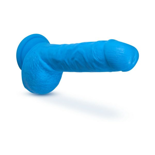 Neo 9 in. Dual Density Dildo with Balls Neon Blue - Image 4