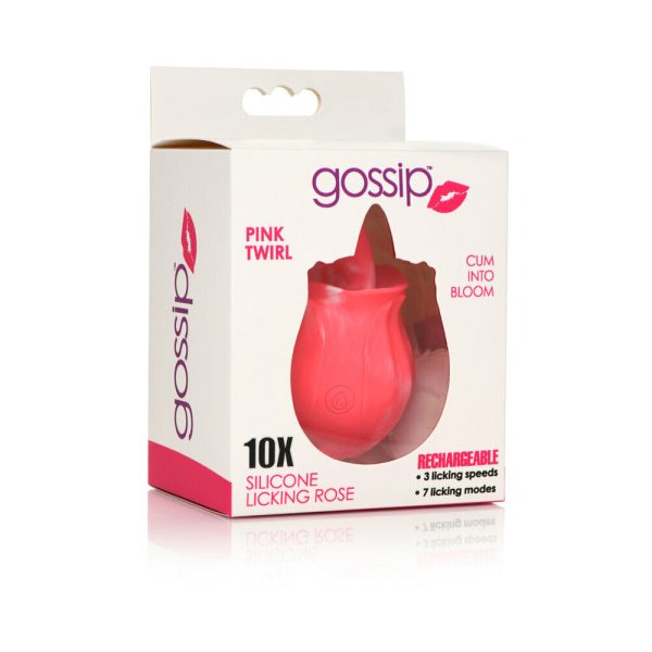 Curve Toys Gossip Cum Into Bloom Rechargeable Silicone Licking Rose Pink Twirl - Image 7