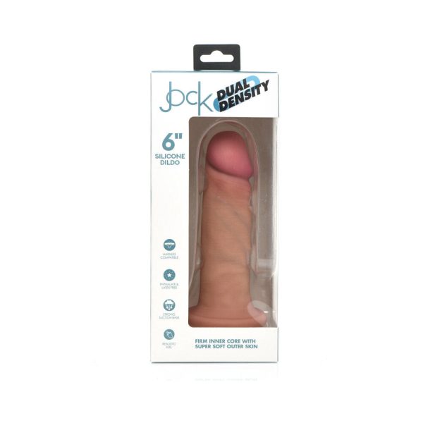 Curve Toys Jock Dual Density 6 in. Silicone Dildo with Suction Cup Light - Image 3