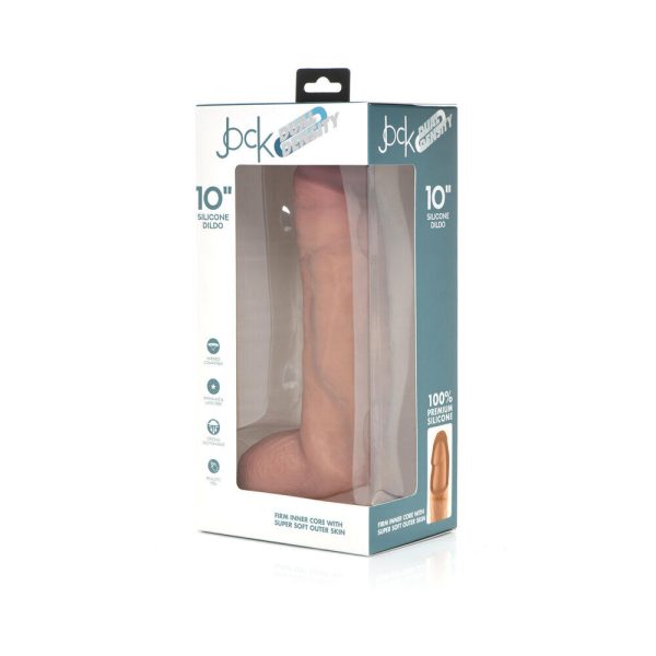 Curve Toys Jock Dual Density 10 in. Silicone Dildo with Balls & Suction Cup Light - Image 2