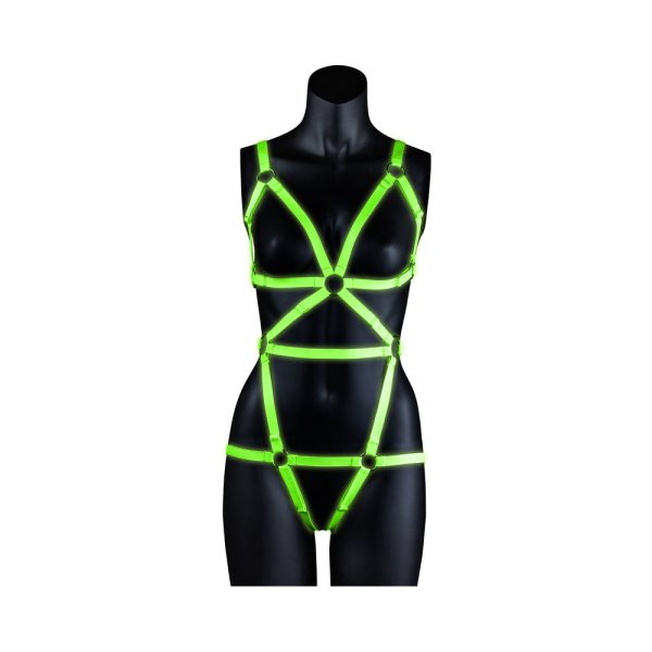 Ouch! Glow in the Dark Full-Body Harness Neon Green L/XL - Image 2