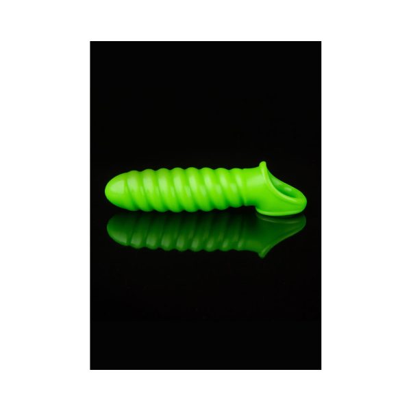 Ouch! Glow in the Dark Swirl Stretchy 6.2 in. Penis Sleeve Neon Green - Image 3