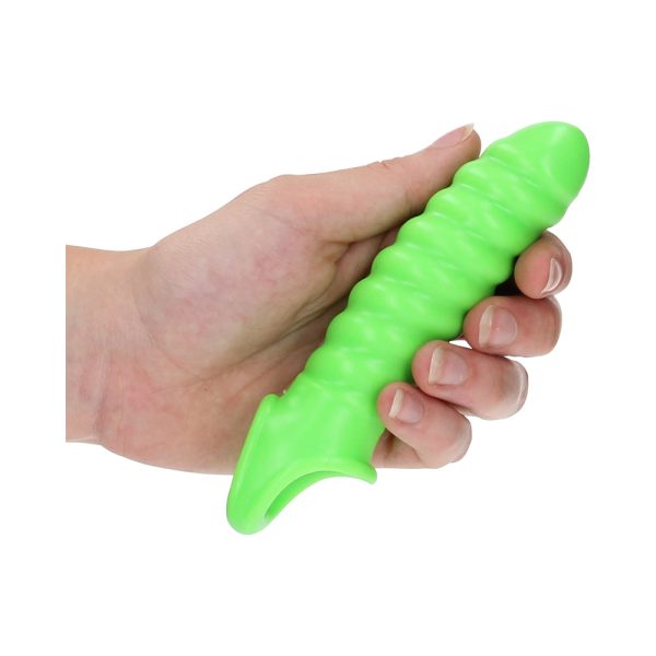 Ouch! Glow in the Dark Swirl Stretchy 6.2 in. Penis Sleeve Neon Green - Image 4