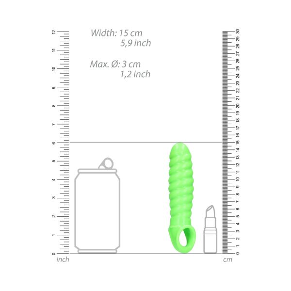 Ouch! Glow in the Dark Swirl Stretchy 6.2 in. Penis Sleeve Neon Green - Image 5