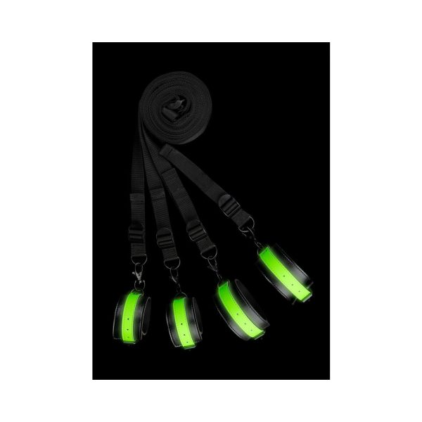 Ouch! Glow in the Dark Bed Bindings Restraint Kit Neon Green - Image 3