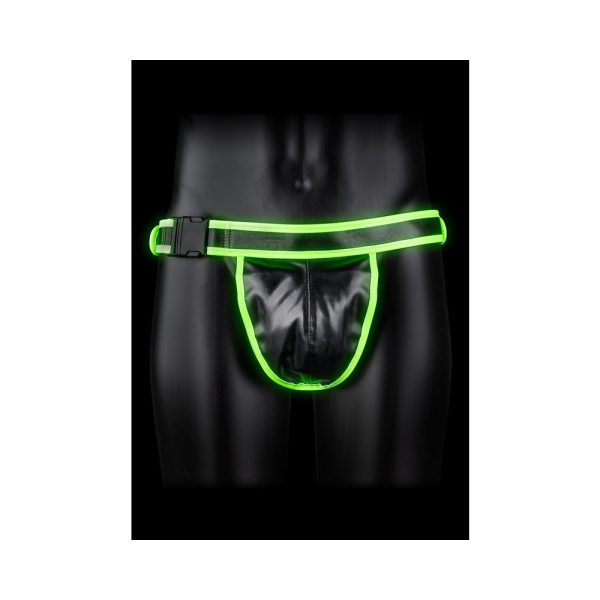 Ouch! Glow in the Dark Buckle Jock Strap Neon Green S/M - Image 2