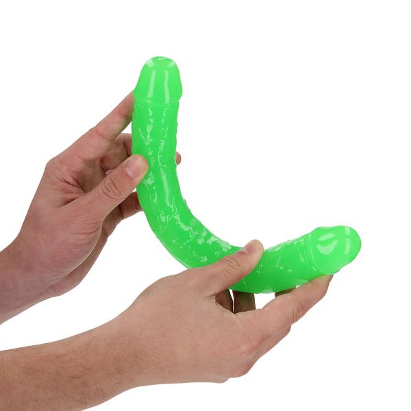 RealRock Glow in the Dark Double Dong 12 in. Dual-Ended Dildo Neon Green - Image 3