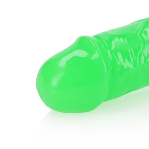 RealRock Glow in the Dark Double Dong 12 in. Dual-Ended Dildo Neon Green - Image 4