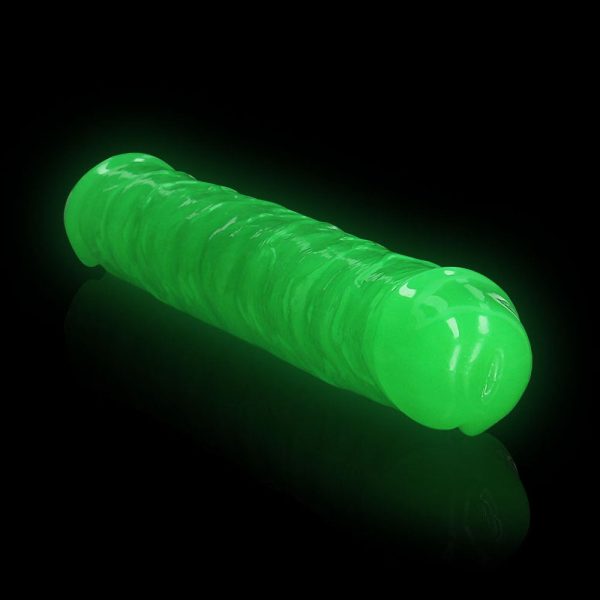 RealRock Glow in the Dark Double Dong 12 in. Dual-Ended Dildo Neon Green - Image 5