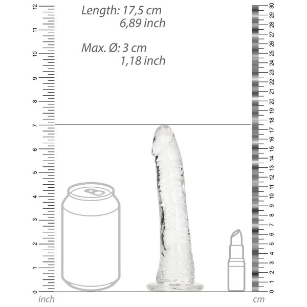 RealRock Crystal Clear Slim 6 in. Dildo Clear - Image 7