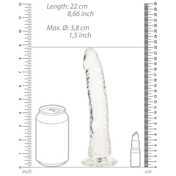 RealRock Crystal Clear Slim 8 in. Dildo Clear - Image 7