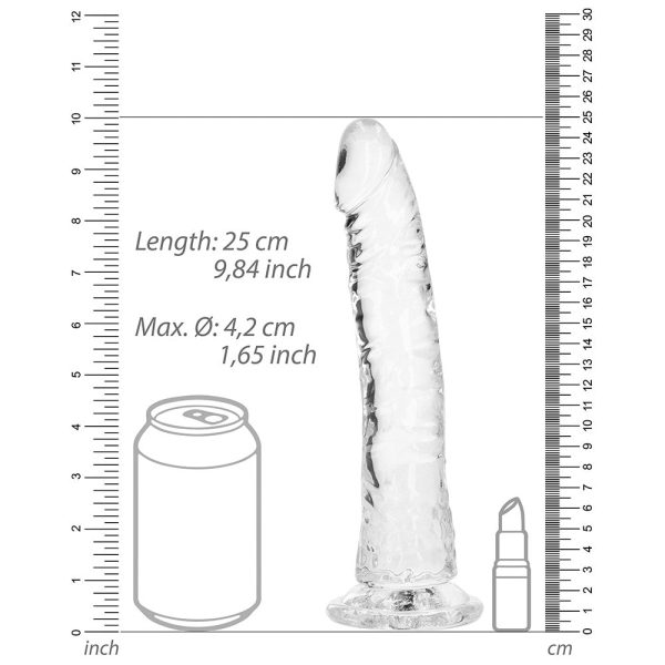 RealRock Crystal Clear Slim 9 in. Dildo Clear - Image 7