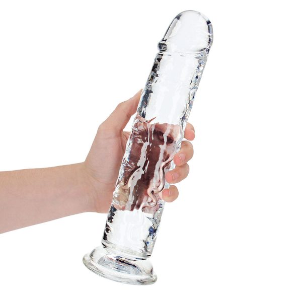 RealRock Crystal Clear Straight 11 in. Dildo Without Balls Clear - Image 6