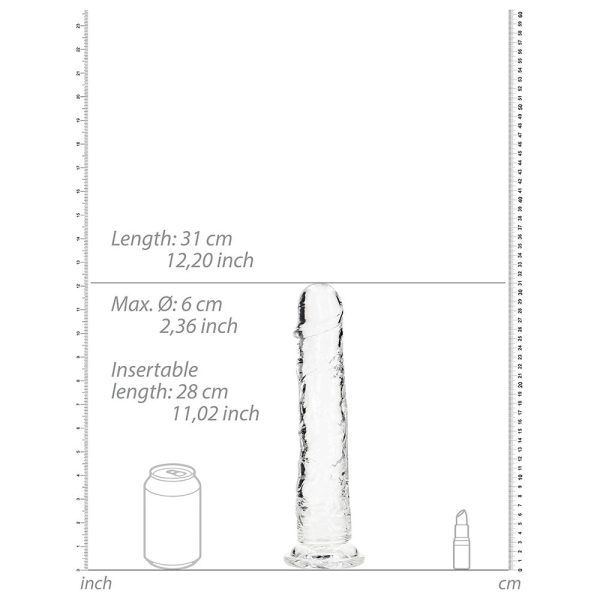 RealRock Crystal Clear Straight 11 in. Dildo Without Balls Clear - Image 7