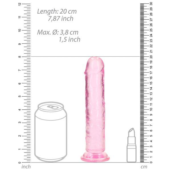RealRock Crystal Clear Straight 7 in. Dildo Without Balls Pink - Image 7