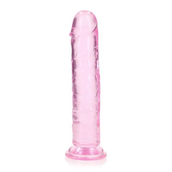 RealRock Crystal Clear Straight 8 in. Dildo Without Balls Pink - Image 2