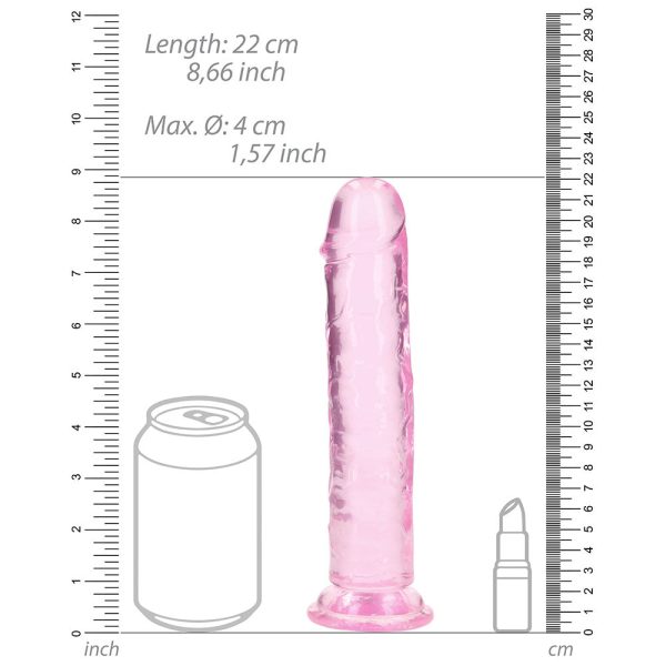 RealRock Crystal Clear Straight 8 in. Dildo Without Balls Pink - Image 7