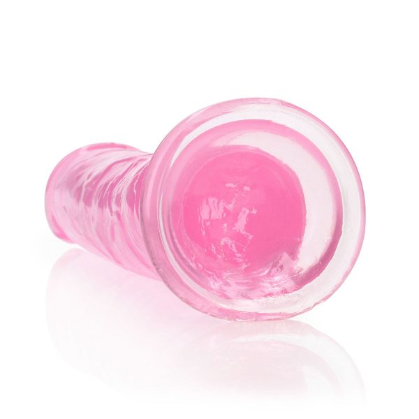 RealRock Crystal Clear Straight 9 in. Dildo Without Balls Pink - Image 5