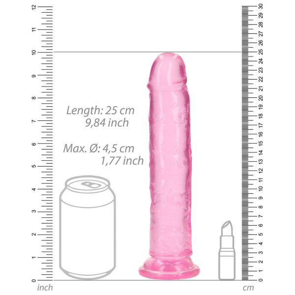 RealRock Crystal Clear Straight 9 in. Dildo Without Balls Pink - Image 7