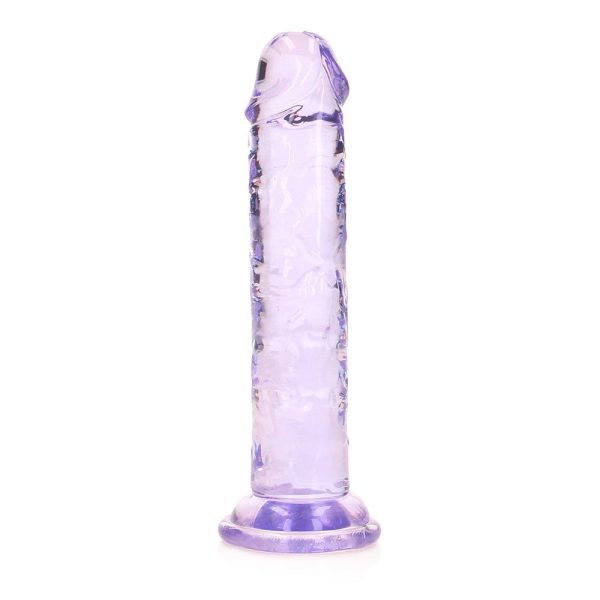 RealRock Crystal Clear Straight 6 in. Dildo Without Balls Purple - Image 4